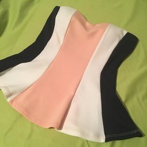 Tri-color strapless top size M